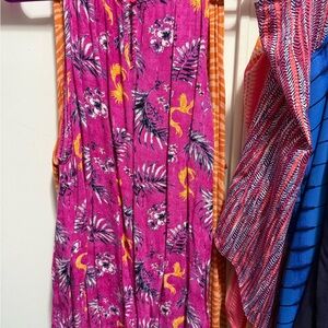 Vibrant Pink Tropical Print Dress